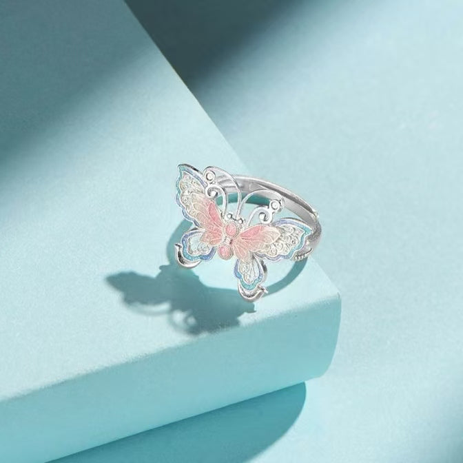 Butterfly Beauty for Women's Fine Jewelry Collection Elegant Rose Blossom S925 Silver Ring