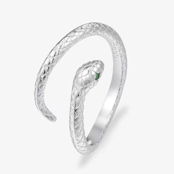 S925 Sterling Silver Ring Women's fashion jewelry snake rings silver 925 punk style silver jewelry adjustable ring