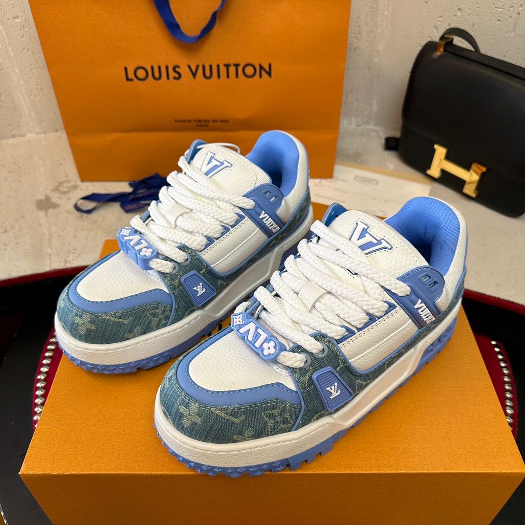 New Designer Casual Skateboard Shoes LOUIS VUITTON Trendy Leather Walking Style Shoes for Men and Women