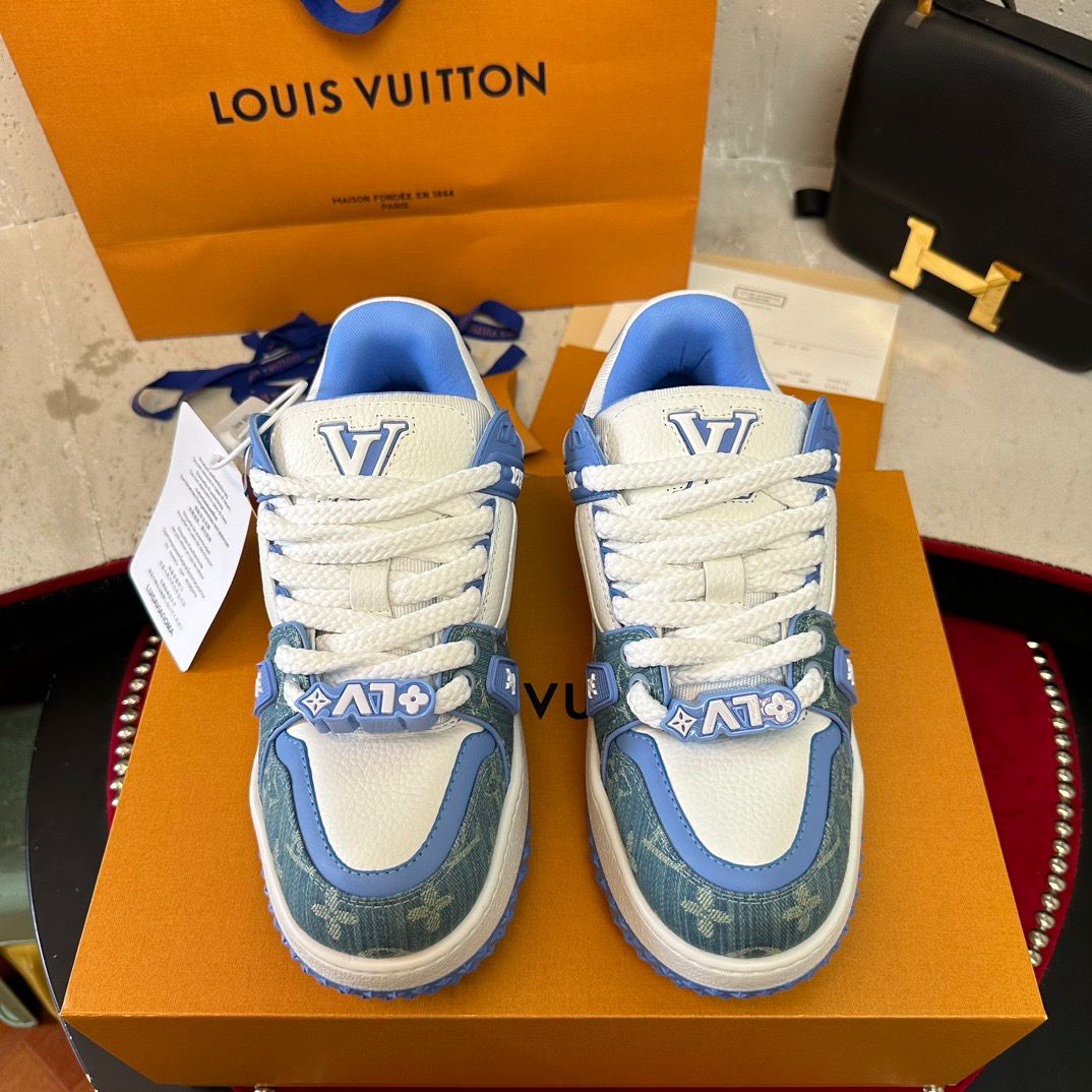 New Designer Casual Skateboard Shoes LOUIS VUITTON Trendy Leather Walking Style Shoes for Men and Women